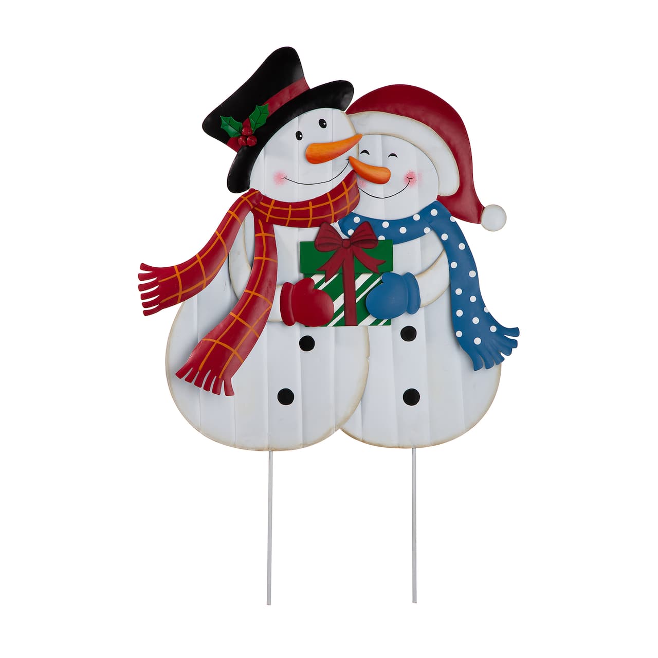 Glitzhome® 2.5ft. Metal Lovely Snowman Yard Stake